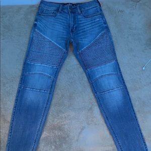 Hollister skinny biker jeans.